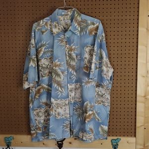 Baby blue Hawaiian shirt size 2xlt surfer design